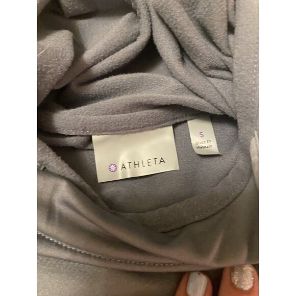 Athleta Plush Tech Gray Running Pullover Hooded Size Small Long Sleeve NEW - Picture 8 of 11